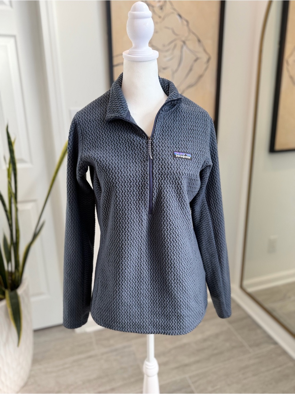 Patagonia R1 Air Half Zip Fleece Pullover Blue Gray Womens Medium Hiking Outdoor